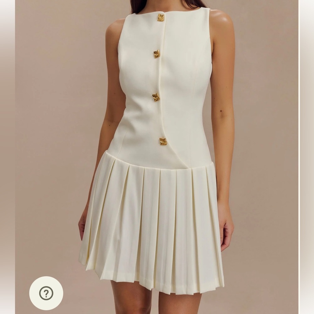 MESHKI Pleated Mini Dress with Gold Hardware Small